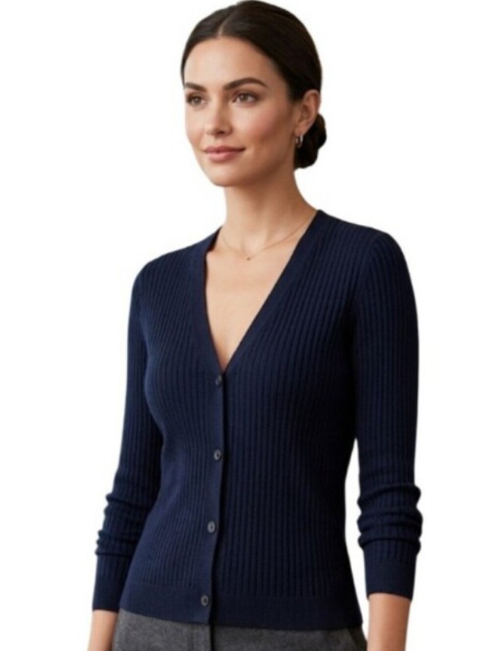 "Gap" (M) Pretty Ribbed V-Neck Button Down Sweater